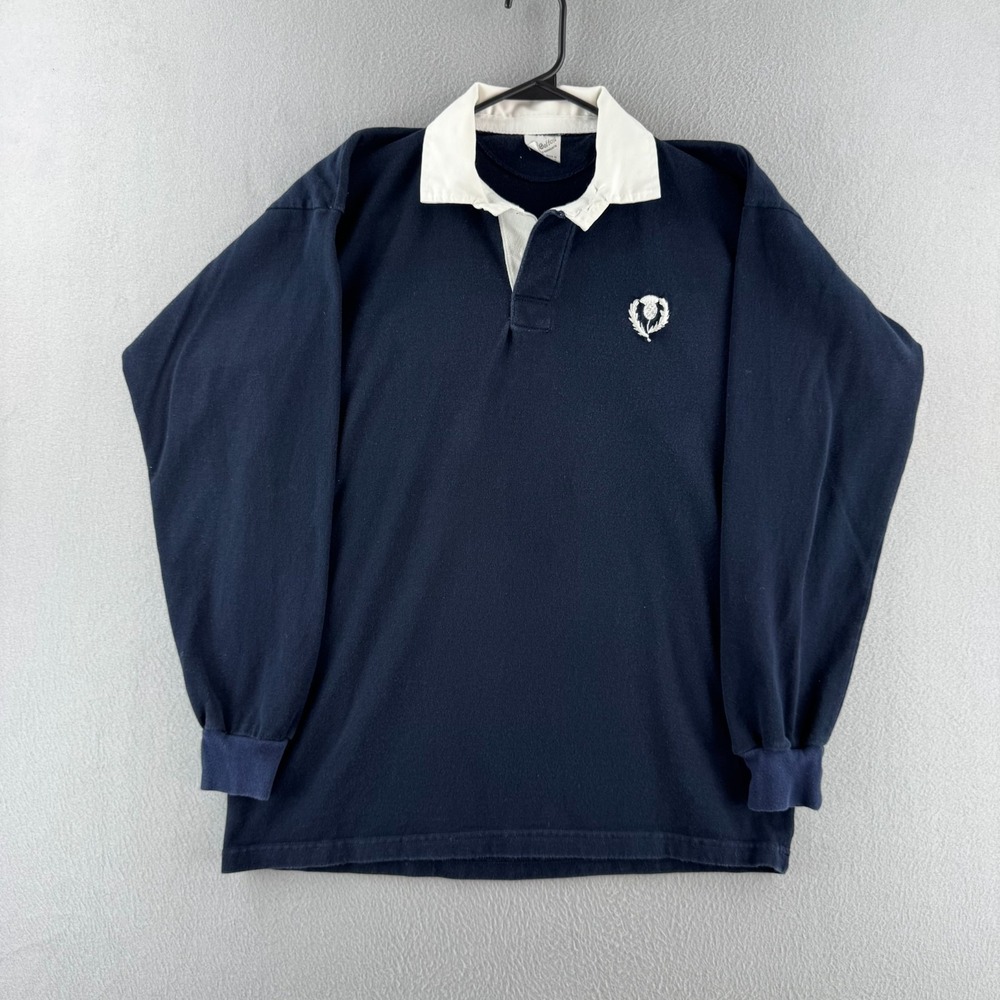 Vintage Scotland Rugby Shirt Mens Large Long Sleeve Polo Jersey Made in UK